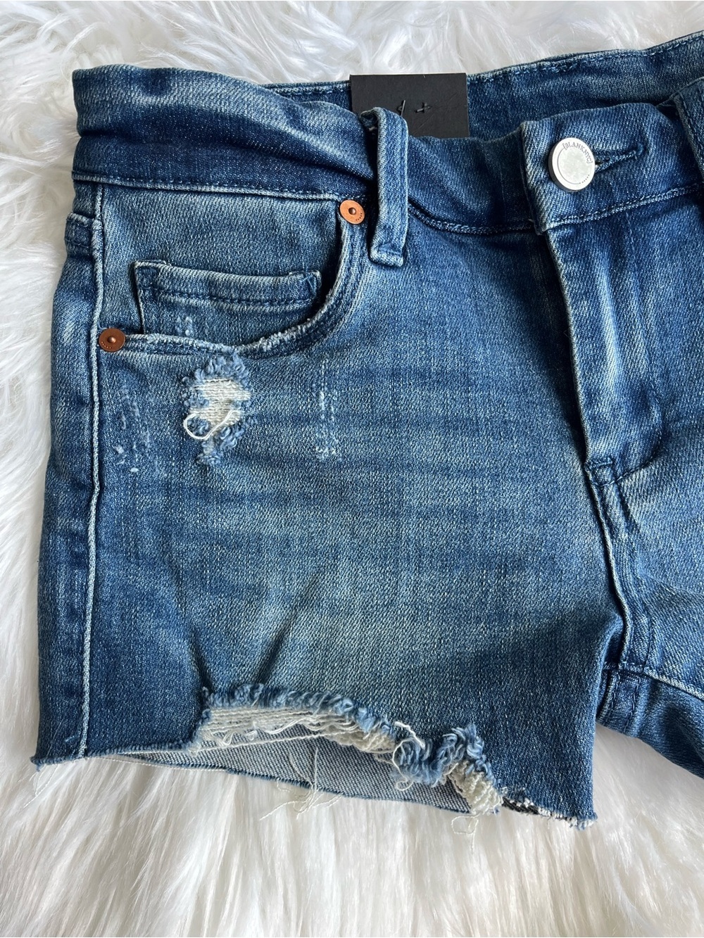 🆕 BlankNYC The Astor Cut Off Shorts Distressed Denim Blue jeans Size 25 - Picture 2 of 14